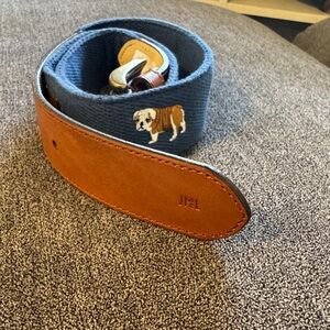 JM Collection Blue and Brown Belt with Dog Design